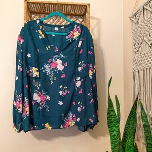 Teal Floral Blouse